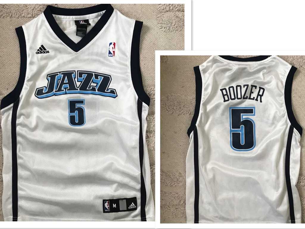 Men%27s UTAH JAZZ #5 Carlos Boozer White ADIDAS SWINGMAN JERSEY->denver nuggets->NBA Jersey